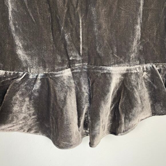 Madewell Velvet Ruffle-Edge A-Line Mini Skirt Pewter Brown Silk Blend Coquette 2 - Picture 6 of 8